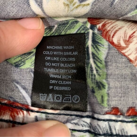 American Heritage Men's Short Sleeve Slim Fit Hawaiian Button Down Shirt M #645 - Picture 5 of 7